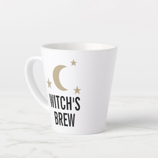 Witch's brew grappige leuke maan en sterrenontwerp latte mok (Linkerhoek)