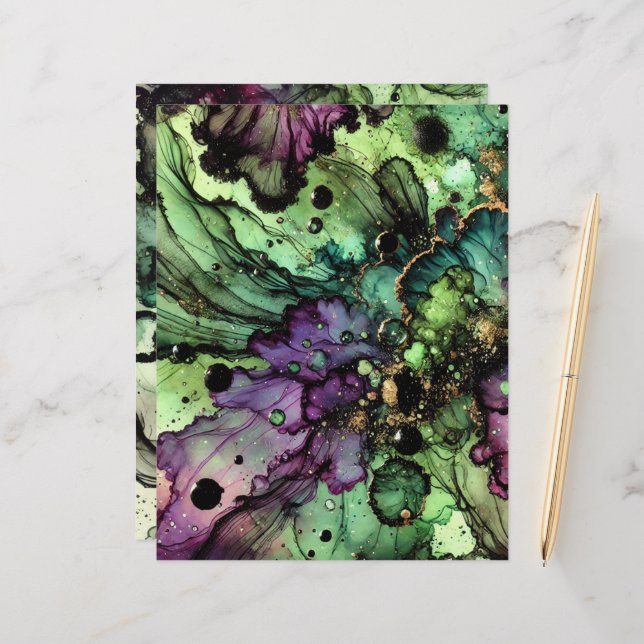 Witch's Brew Halloween Alcohol Ink Scrapbook (Voorkant / Achterkant in situ)