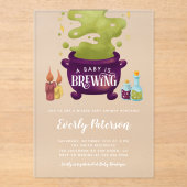 Witch's Brew Halloween Baby shower Acryl Uitnodigingen (Voorkant)