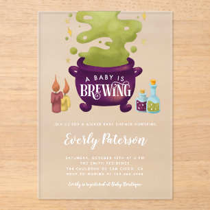 Witch's Brew Halloween Baby shower Acryl Uitnodigingen
