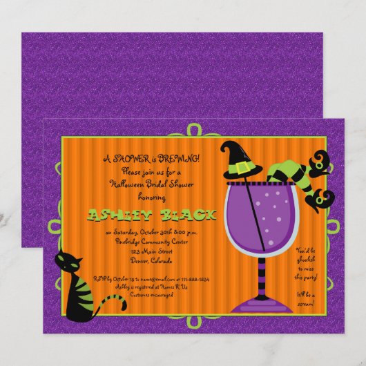 Witch's Brew Halloween Bridal Shower Uitnodiging (Voorkant / Achterkant)