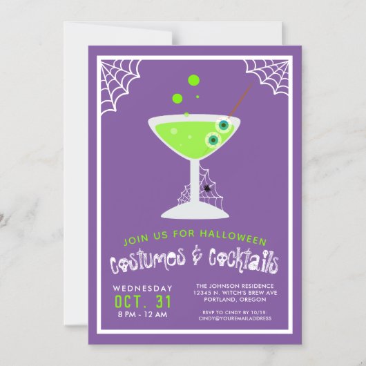 Witch's Brew Halloween Cocktail Kostuumfeest Magnetische Uitnodiging (Voorkant)