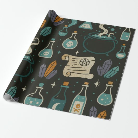 Witch's Brew Halloween-patroon Cadeaupapier (Uitgerold)