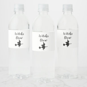 Witch's Brew Halloween Witch Broom Waterfles Etiket
