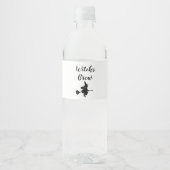 Witch's Brew Halloween Witch Broom Waterfles Etiket (Voorkant)