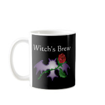 Witch's Brew Wicca Bat Roos Black Gothic Flower