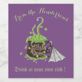 Witch's brouwsel modern paarse gepersonaliseerde w wijn etiket (Enkel label)