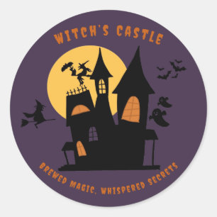 Witch's Castle wacht op - Halloween-Sticker Ronde Sticker