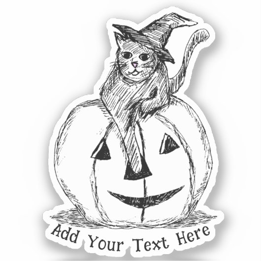 Witch's Cat Halloween Sticker (Voorkant)