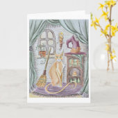 Witch's Cat wenskaart Kaart (Gele Bloem)