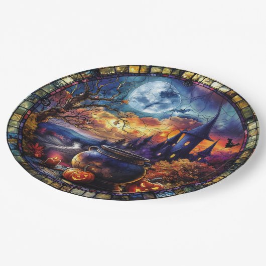 Witch's Cauldron-Glas in lood Papieren Bordje (Gekanteld)