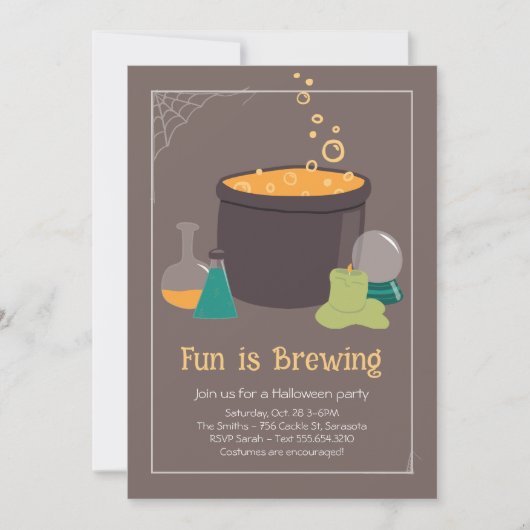 Witch's Cauldron Halloween Kaart (Voorkant)