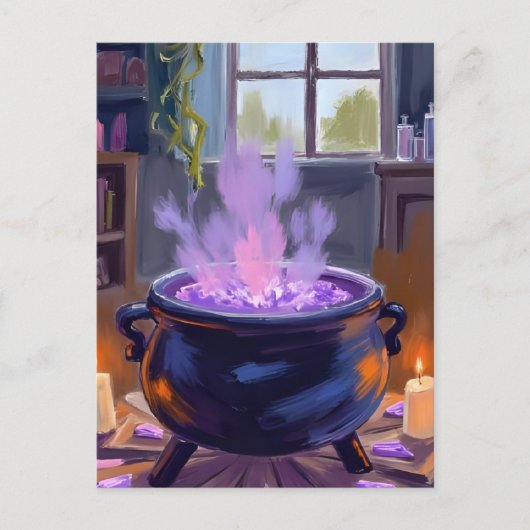 Witch's Cauldron Halloween Spooky Feestdagenkaart (Voorkant)