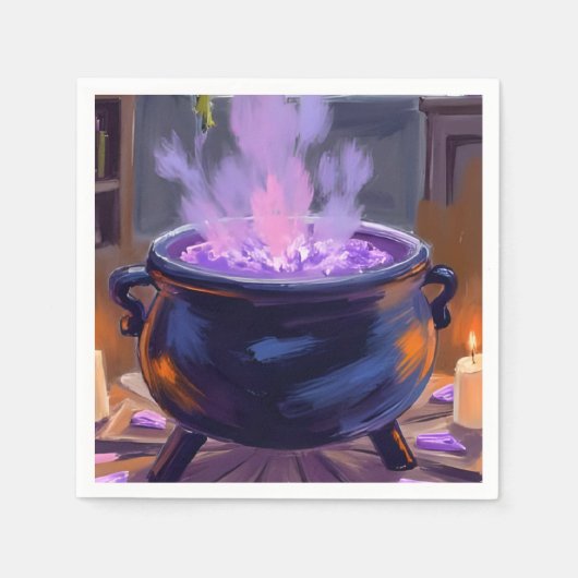 Witch's Cauldron Paarse Halloween Party Spooky Servet (Voorkant)