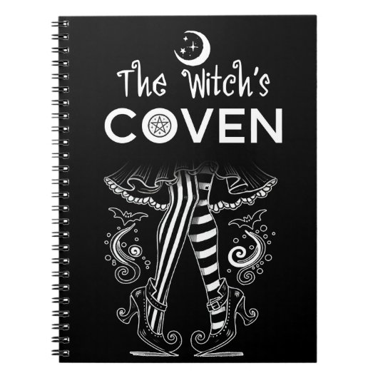 Witch's Coven Witch Legs Zwart & Wit Halloween Notitieboek (Voorkant)
