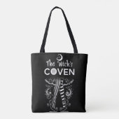 Witch's Coven Witch Legs Zwart & Wit Halloween Tote Bag (Achterkant)