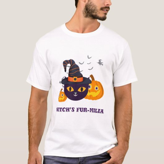 Witch's Fur-Miliar Halloween T-shirt (Voorkant)
