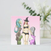 Witch's Halloween Party Kaart (Staand voorkant)