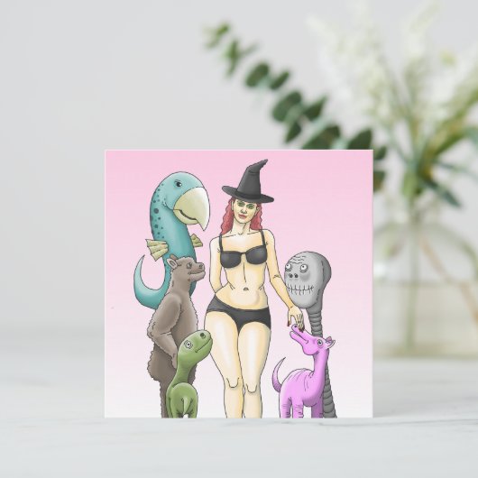 Witch's Halloween Party Kaart (Staand voorkant)