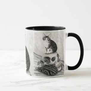Witch's Kittens Cat Skull Gothic Fantasy Art Mok