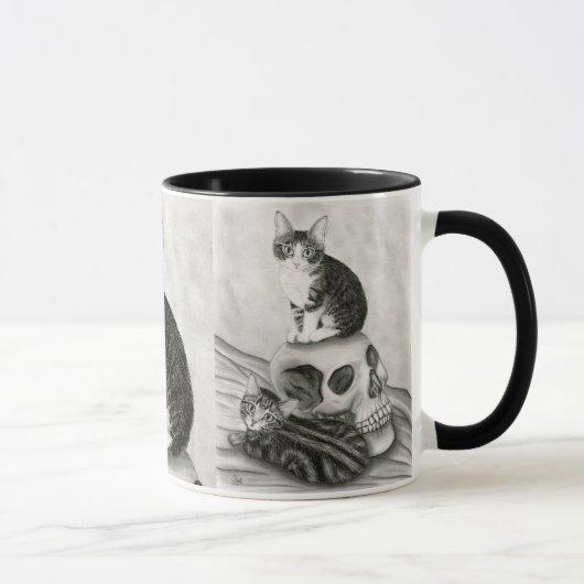 Witch's Kittens Cat Skull Gothic Fantasy Art Mok (Rechts)