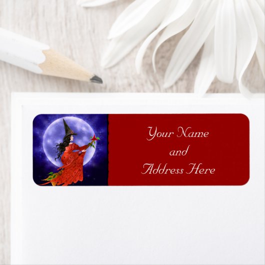 Witch's Moon Fantasy Art Return Address Label (Insitu)