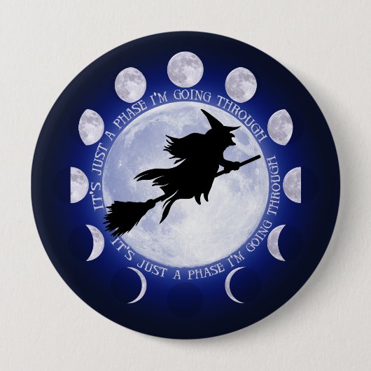 Witch's Moon Phase Badge Ronde Button 4,0 Cm (Voorkant)