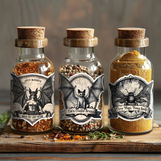 Witch's Pantry Spice Label Potion Fles Stickers