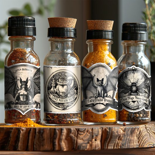 Witch's Pantry Spice Label Potion Fles Stickers