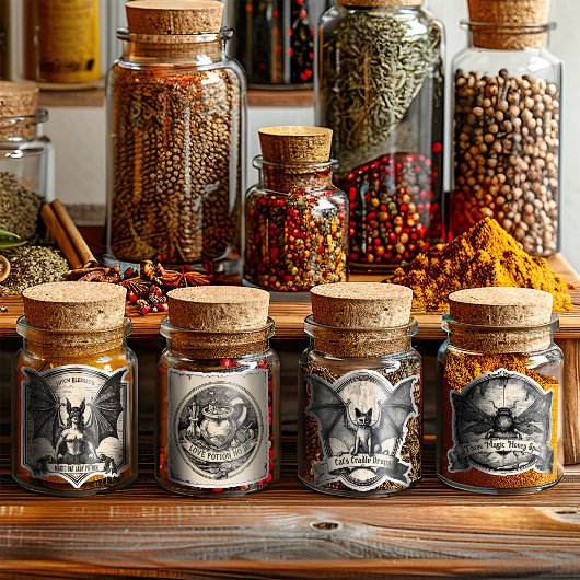 Witch's Pantry Spice Label Potion Fles Stickers