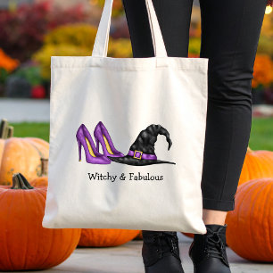Witch's Pet en schoenen grillige Halloween Tote Bag