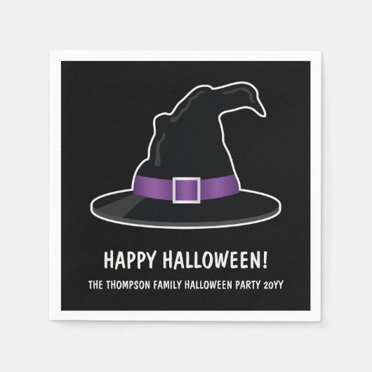 Witch's Pet met Paarse details Happy Halloween Servet (Voorkant)