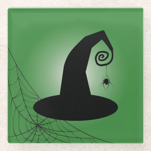 Witch's Pet met Spiderweb Groen Glas Onderzetter (Voorkant)