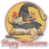 Witch's Pet & Spellbook Halloween Sticker (Voorkant)