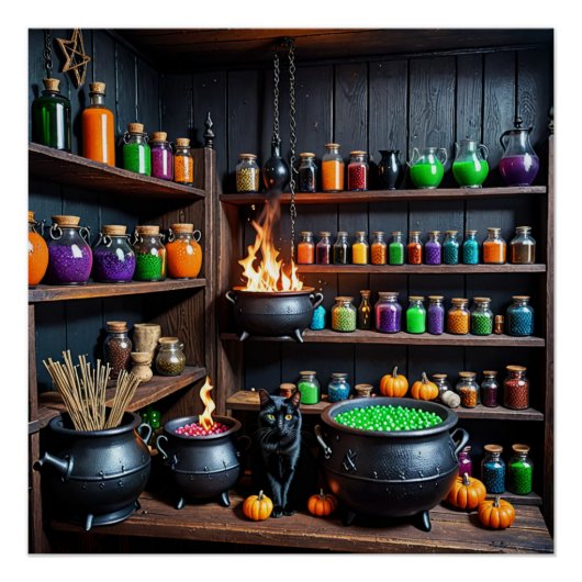 Witch's Potion Room: een magische alchemistische o Perfect Poster (Voorkant)