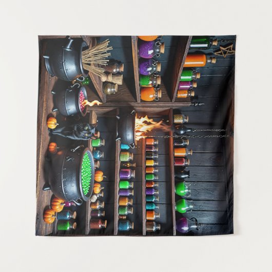 Witch's Potion Room: een magische alchemistische o Wandkleed (Voorkant (horizontaal))