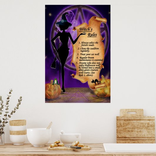 Witch's Rules Halloween Poster (Keuken)
