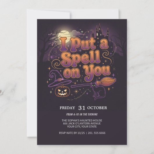 Witch's Spell Halloween Party Uitnodiging (Voorkant)