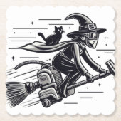 Witch's Wickedly Fast Halloween Escape! Kartonnen Onderzetters (Voorkant)