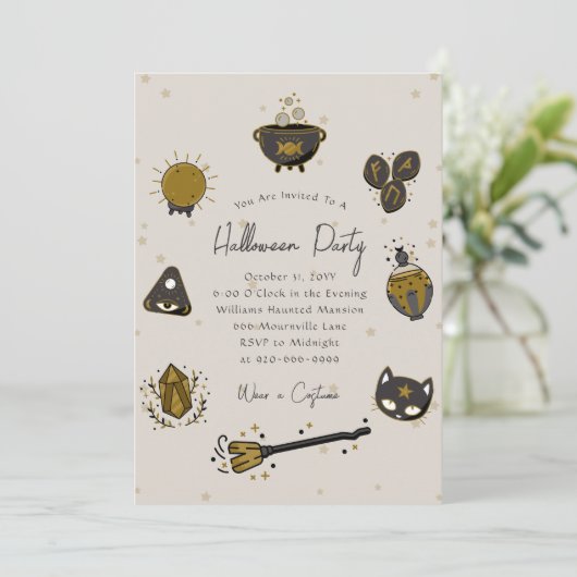 Witchy Adult Halloween Party Uitnodiging (Staand voorkant)