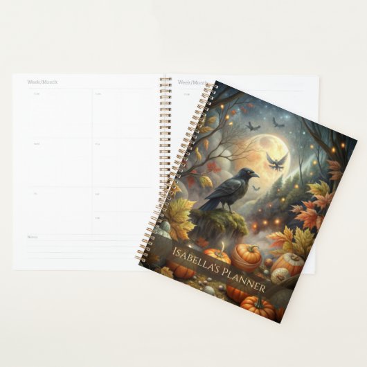 Witchy Autumn – Raven & Pumpkin Forest Volle Maan Planner (Display)