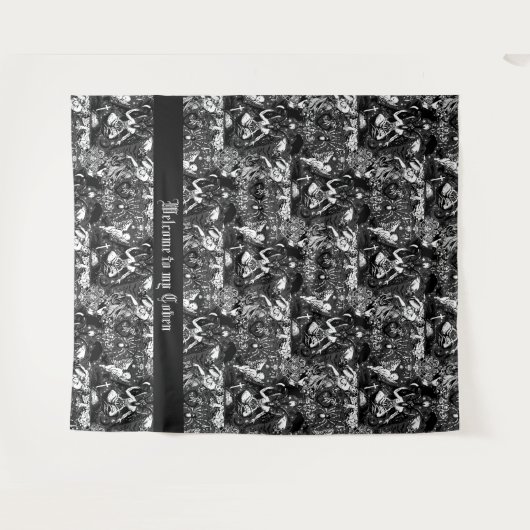 Witchy Baphomet met zigeunermeisjes en vleermuizen Wandkleed (Voorkant (horizontaal))