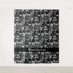 Witchy Baphomet met zigeunermeisjes en vleermuizen Wandkleed