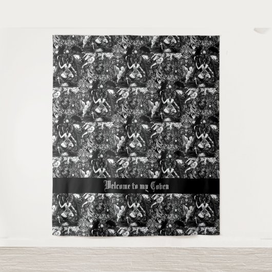Witchy Baphomet met zigeunermeisjes en vleermuizen Wandkleed (Voorkant)