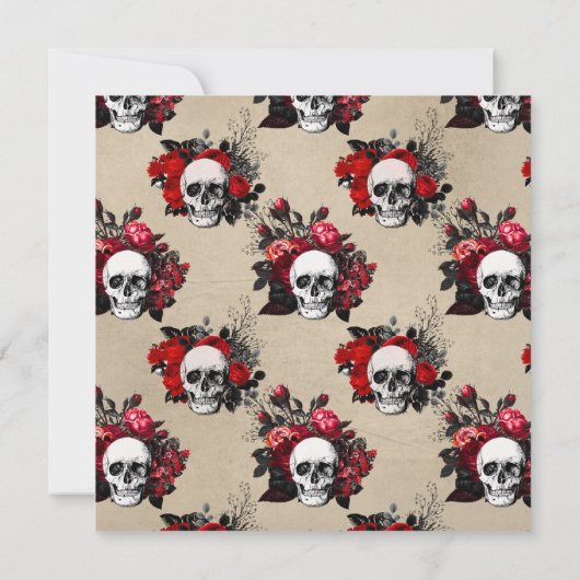 Witchy Birthday Invitations Rozen & Skulls Gothic Kaart (Achterkant)