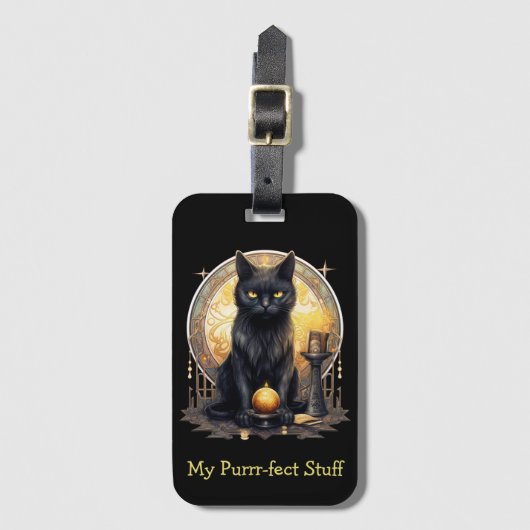 Witchy Black Cat Bagagelabel (Voorkant (verticaal))