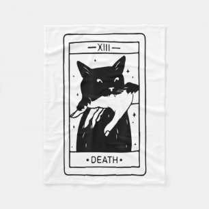 Witchy Black Cat Halloween Tarot Kaart Funny For M Fleece Deken