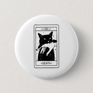 Witchy Black Cat Halloween Tarot Kaart Funny For M Ronde Button 5,7 Cm