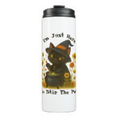 Witchy Black Cat: "Ik ben hier om de pot te roeren Thermosbeker (Voorkant)