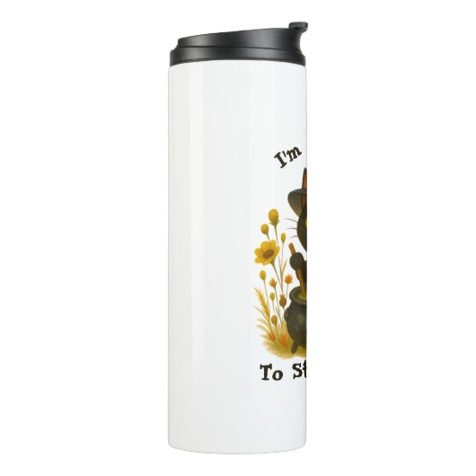 Witchy Black Cat: "Ik ben hier om de pot te roeren Thermosbeker (Gedraaid links)